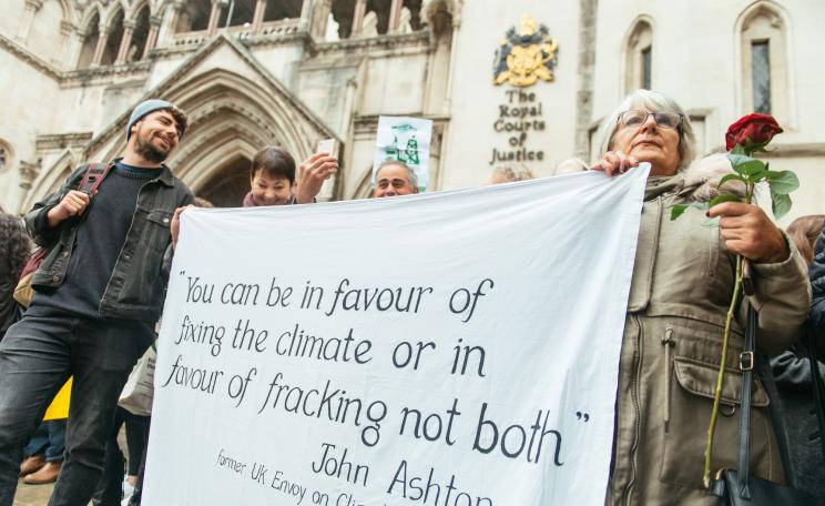 Demonstrators outside appeal hearing of the 'frack-free four'