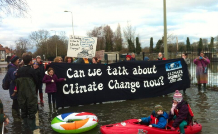 Can we talk about climate change now? Flooded Oxford residents take to the streets. Among their problems, sewage contamination of flood waters and non-flushing toilets. Photo: Adam Ramsay.